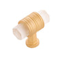 Belwith Keeler - T-Knob 1-7/8 Inch x 3/4 Inch - Brushed Golden Brass With Frosted Glass