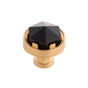 Belwith Keeler - Knob 1-3/16 Inch Diameter - Brushed Golden Brass With Opaque Black Glass