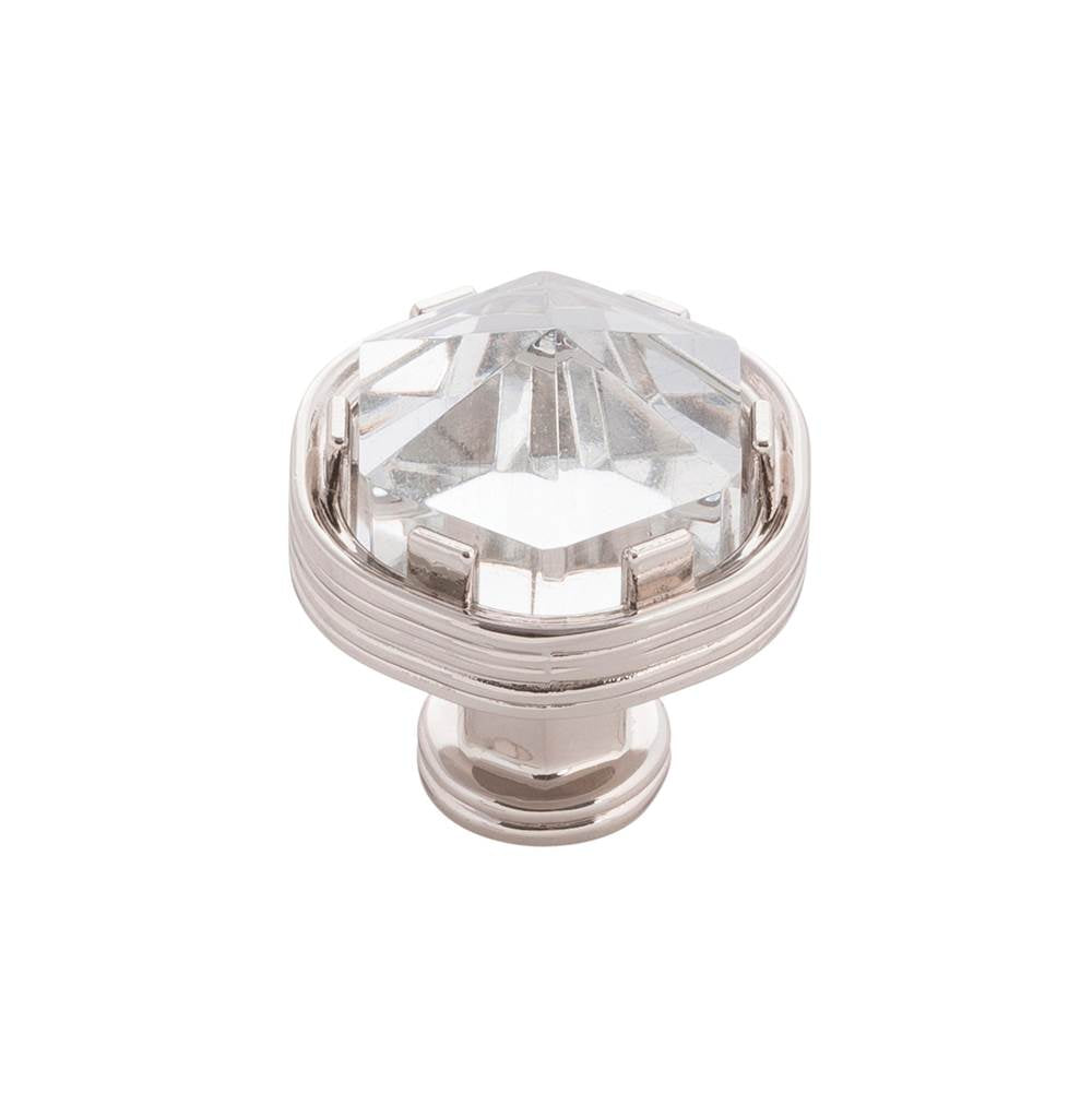 Belwith Keeler - Knob 1-3/16 Inch Diameter - Polished Nickel With Glass