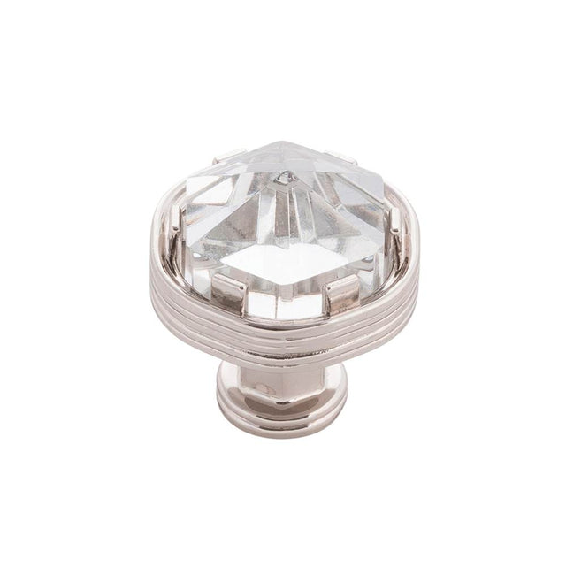 Belwith Keeler - Knob 1-3/16 Inch Diameter - Polished Nickel With Glass
