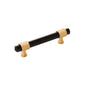 Belwith Keeler - Pull 3-3/4 Inch (96mm) Center to Center - Brushed Golden Brass With Opaque Black Glass