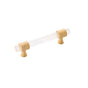 Belwith Keeler - Pull 3-3/4 Inch (96mm) Center to Center - Brushed Golden Brass With Frosted Glass