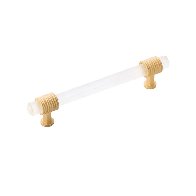 Belwith Keeler - Pull 5-1/16 Inch (128mm) Center to Center - Brushed Golden Brass With Frosted Glass