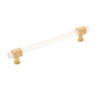 Belwith Keeler - Pull 6-5/16 Inch (160mm) Center to Center - Brushed Golden Brass With Frosted Glass