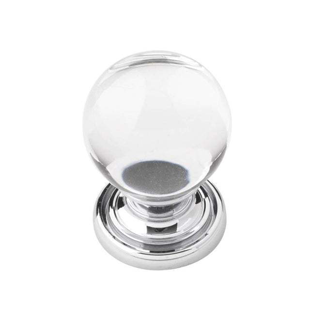 Belwith Keeler - Knob 1-1/8 Inch Diameter - Glass with Chrome