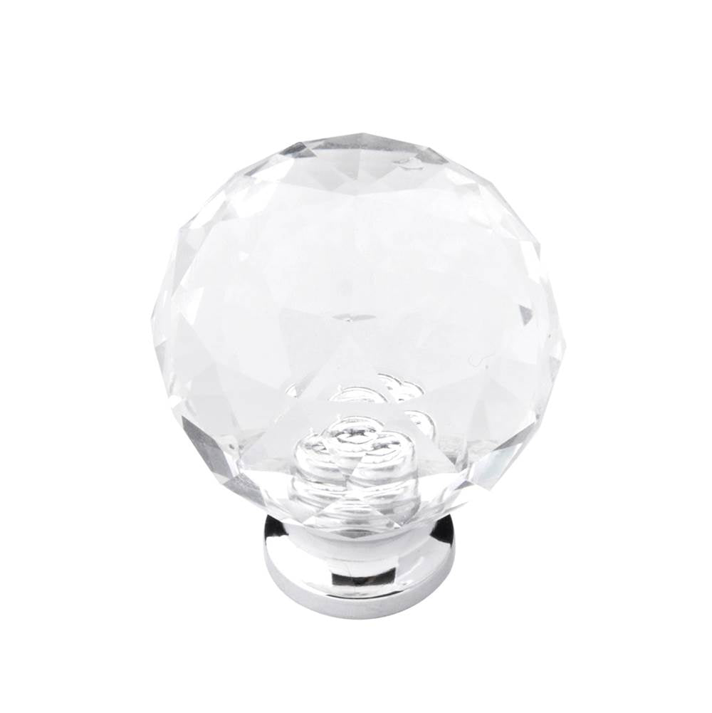 Belwith Keeler - Knob 1-1/4 Inch Diameter - Glass with Chrome