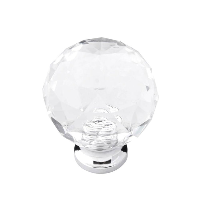 Belwith Keeler - Knob 1-1/4 Inch Diameter - Glass with Chrome
