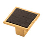 Belwith Keeler - Knob 1-7/16 Inch Square - Brushed Golden Brass With Black Wood