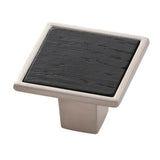 Belwith Keeler - Knob 1-7/16 Inch Square - Satin Nickel With Black Wood