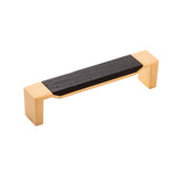 Belwith Keeler - Pull 5-1/16 Inch (128mm) Center to Center - Brushed Golden Brass With Black Wood