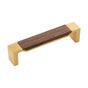 Belwith Keeler - Pull 5-1/16 Inch (128mm) Center to Center - Brushed Golden Brass With Walnut