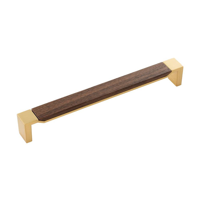 Belwith Keeler - Pull 8-13/16 Inch (224mm) Center to Center - Brushed Golden Brass With Walnut