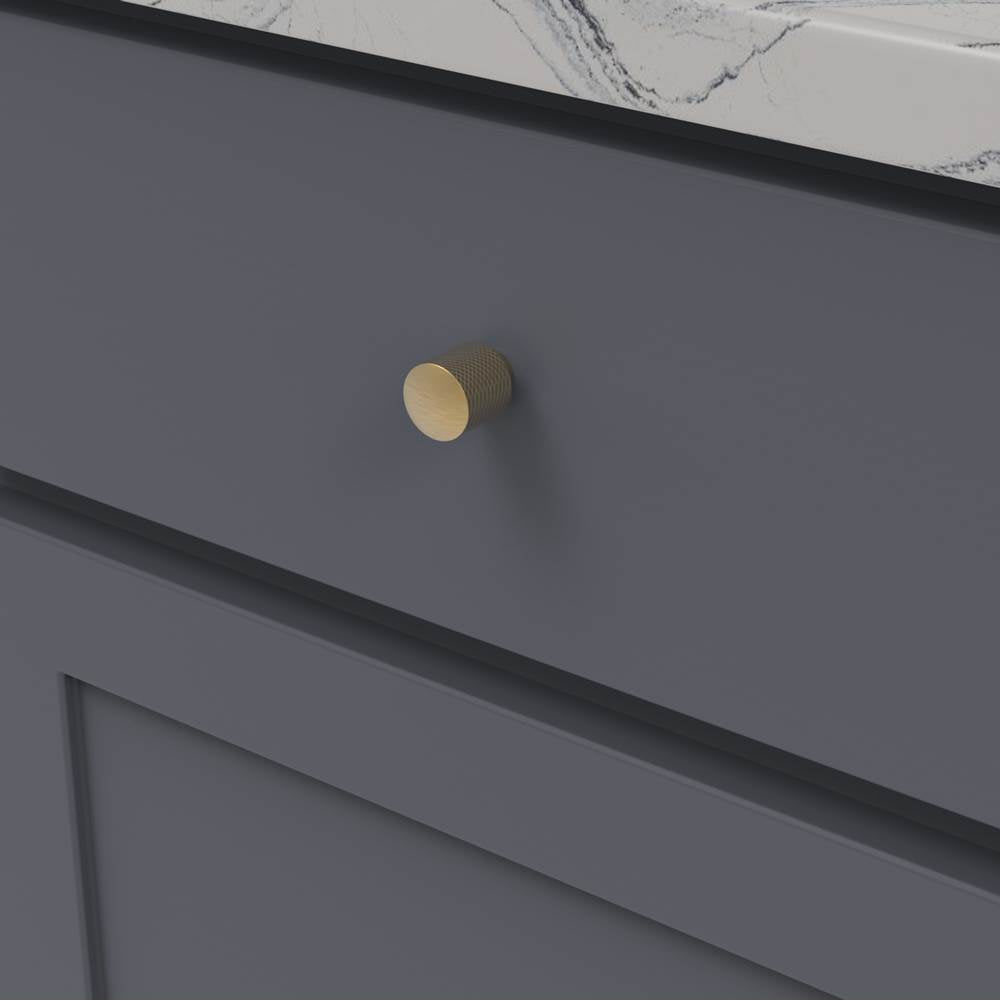 Verge Collection Knob 7/8 Inch Diameter Brushed Golden Brass Finish