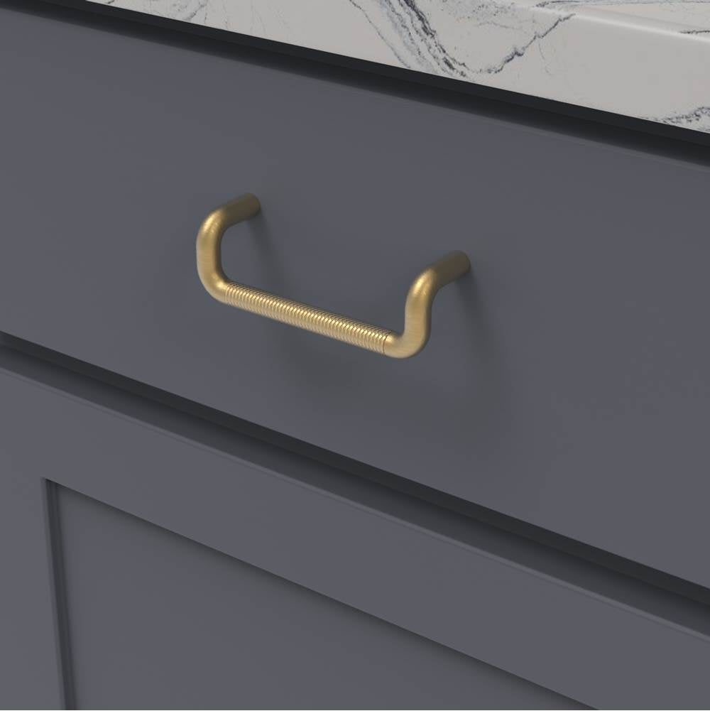 Verge Collection Pull 3-3/4 Inch (96mm) Center to Center Brushed Golden Brass Finish