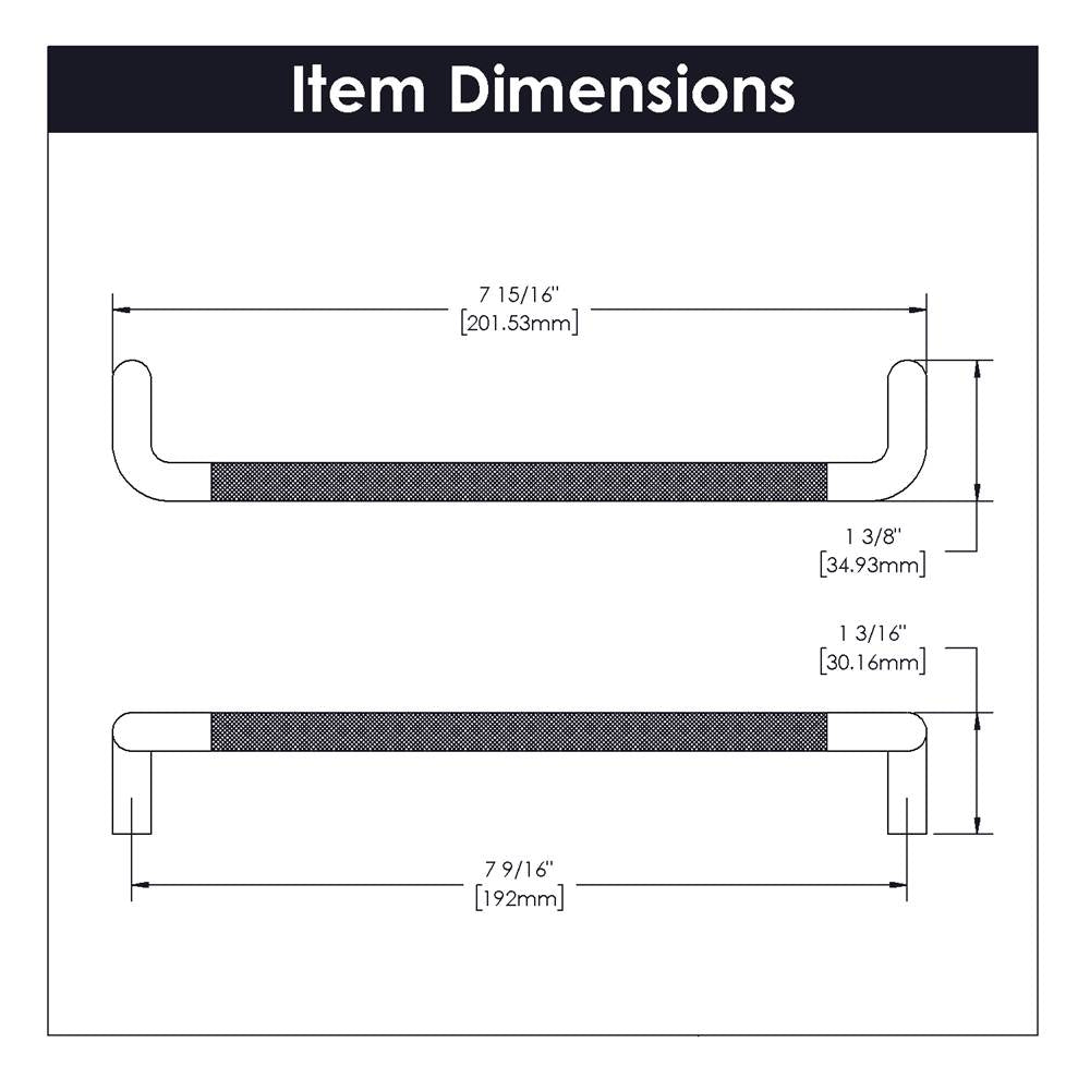 Verge Collection Pull 7-9/16 Inch (192mm) Center to Center Brushed Golden Brass Finish