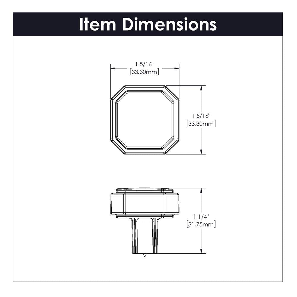 Knob 1-5/16 Inch x 1-5/16 Inch