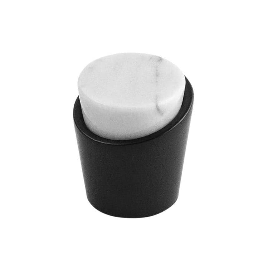 Belwith Keeler - Knob 1-1/4 Inch Diameter - White Marble with Matte Black