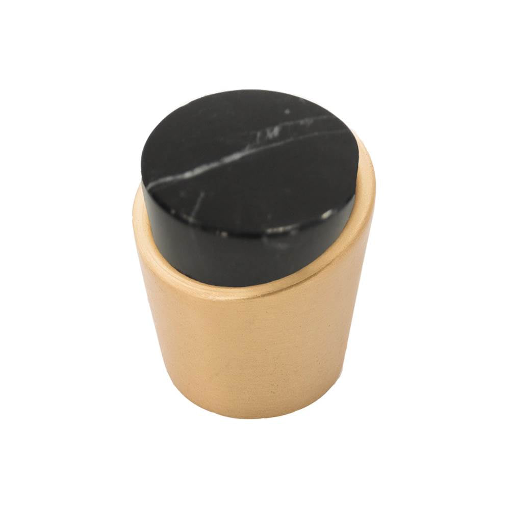Belwith Keeler - Knob 1-1/4 Inch Diameter - Black Marble with Brushed Golden Brass