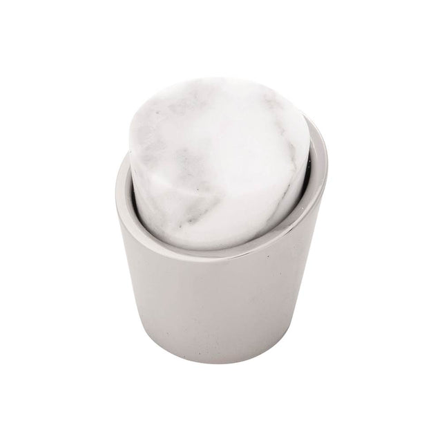 Belwith Keeler - Knob 1-1/4 Inch Diameter - White Marble with Polished Nickel