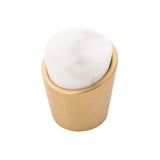 Belwith Keeler - Knob 1-1/4 Inch Diameter - White Marble with Brushed Golden Brass