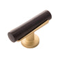 Belwith Keeler - T-Knob 2-1/2 Inch x 1 Inch - Black Marble with Brushed Golden Brass