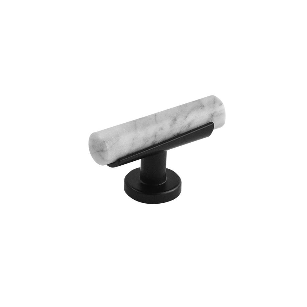 Belwith Keeler - T-Knob 2-1/2 Inch x 1 Inch - White Marble with Matte Black