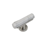 Belwith Keeler - T-Knob 2-1/2 Inch x 1 Inch - White Marble with Satin Nickel