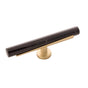 Belwith Keeler - T-Knob 5 Inch x 1 Inch - Black Marble with Brushed Golden Brass