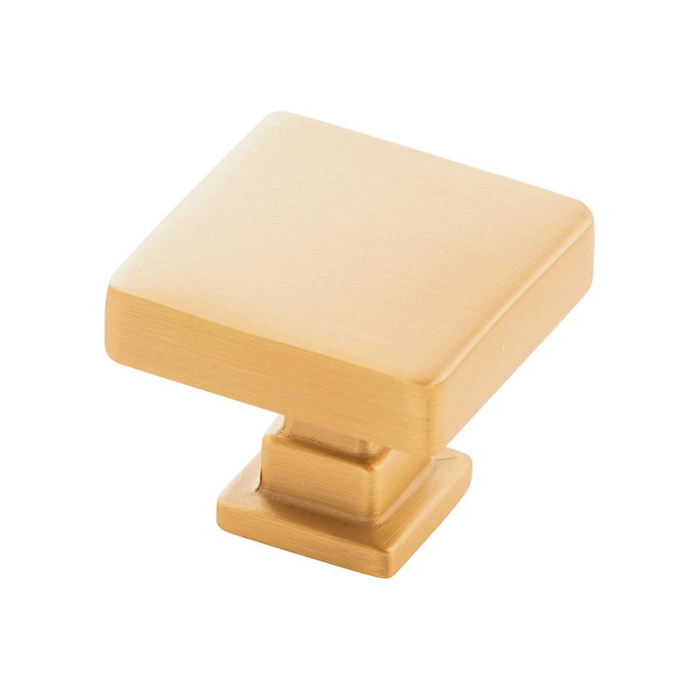 Belwith Keeler - Brighton Collection Knob 1-1/4 Inch Square Brushed Golden Brass Finish - Brushed Golden Brass