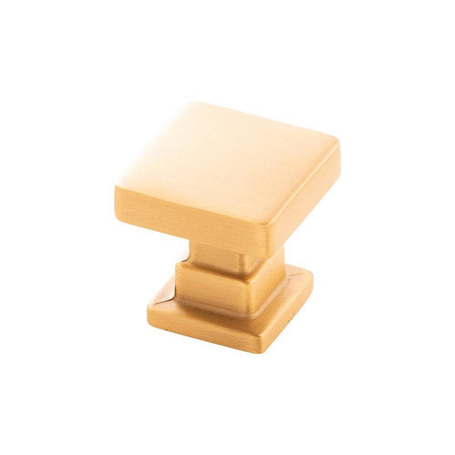 Belwith Keeler - Knob 1 Inch Square - Brushed Golden Brass