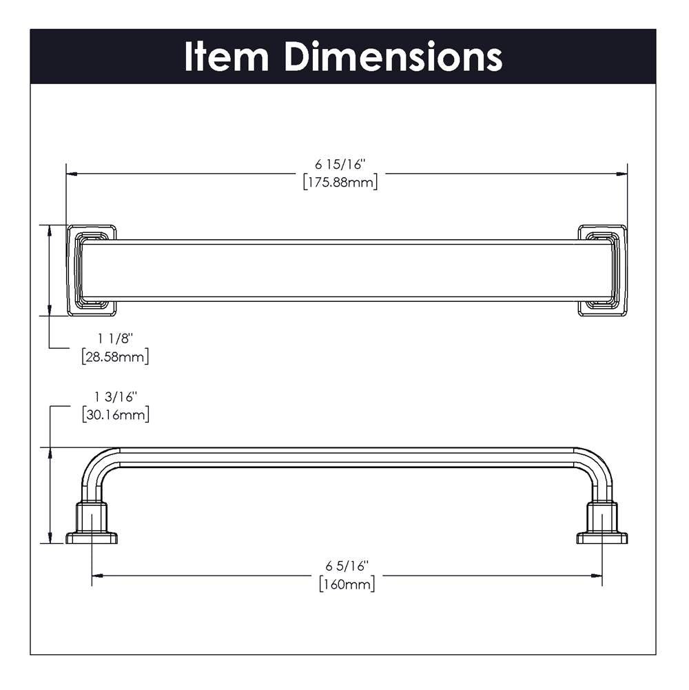 Brighton Collection Pull 6-5/16 Inch (160mm) Center to Center Brushed Golden Brass Finish