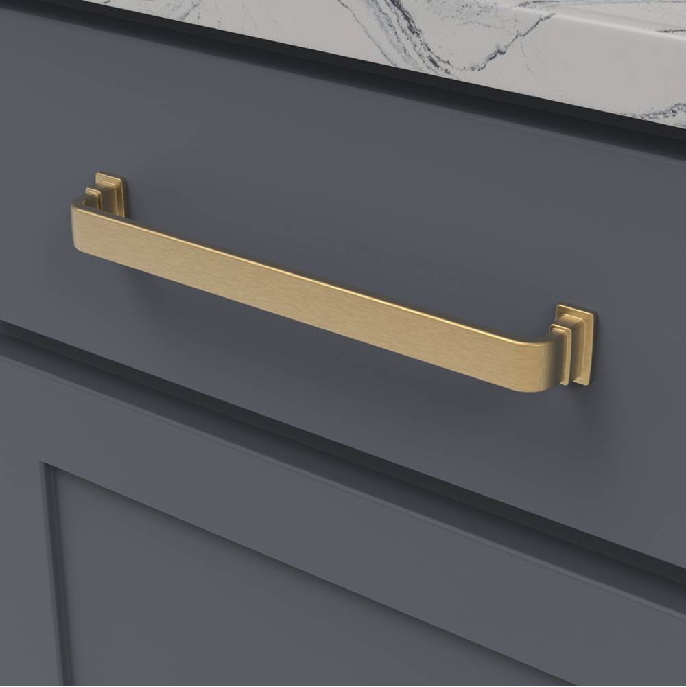 Brighton Collection Pull 8-13/16 Inch (224mm) Center to Center Brushed Golden Brass Finish