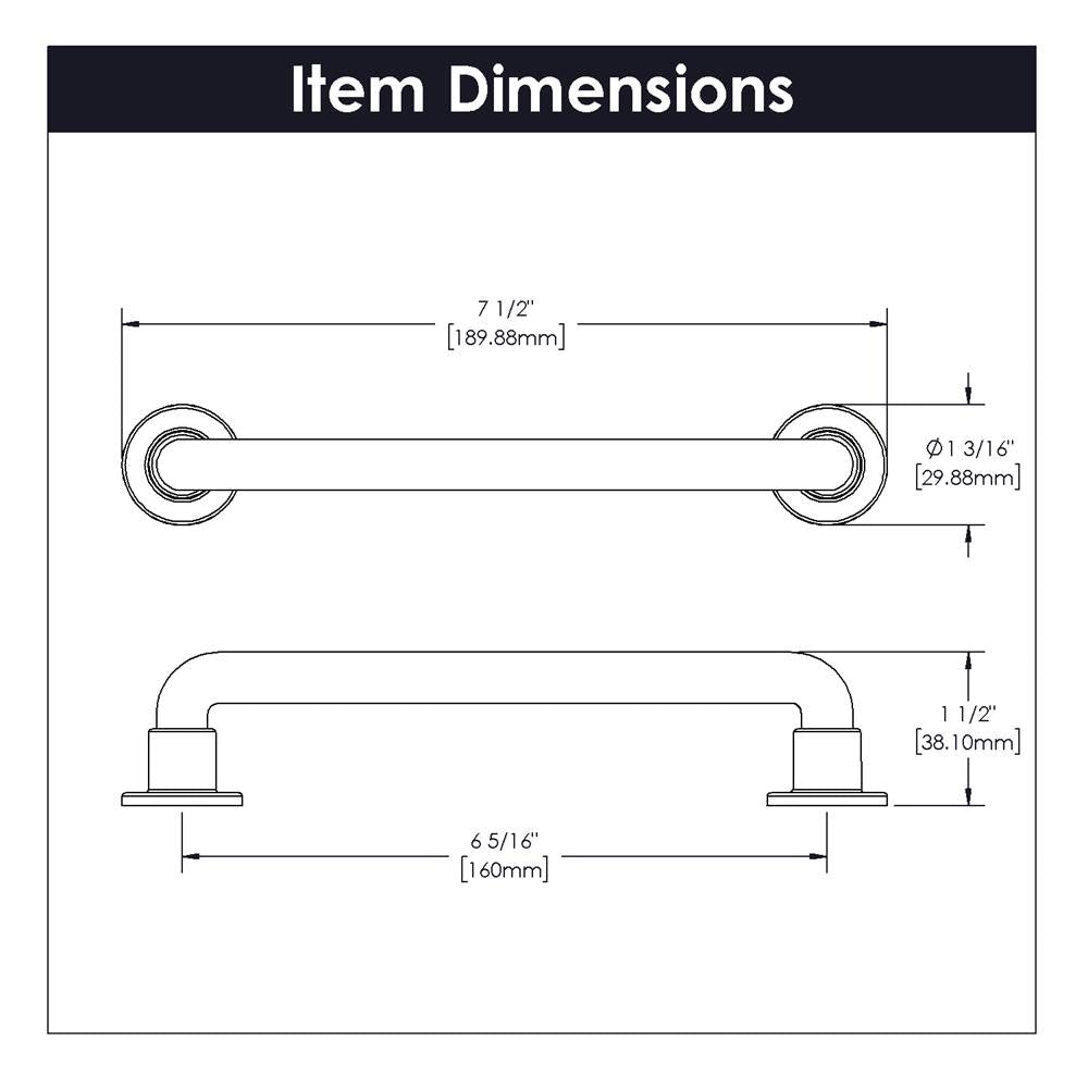 Urbane Collection Pull 6-5/16 Inch (160mm) Center to Center Brushed Golden Brass Finish