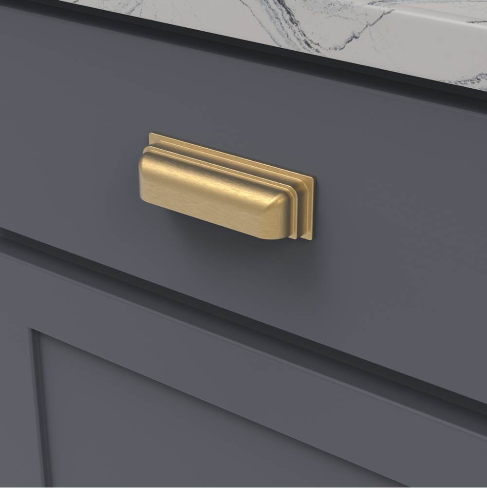 Brighton Collection Cup Pull 3-3/4 Inch (96mm) Center to Center Brushed Golden Brass Finish