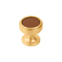 Belwith Keeler - Knob 1-1/4 Inch Diameter - Brushed Golden Brass with Brown Leather
