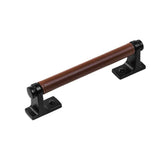 Belwith Keeler - Pull 5-1/16 Inch (128mm) Center to Center - Matte Black with Brown Leather