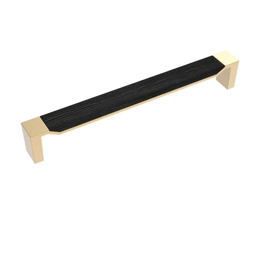 Belwith Keeler - Fuse Collection Appliance Pull 12 Inch Center to Center Brushed Golden Brass with Black Wood Finish - Brushed Golden Brass, Black Wood