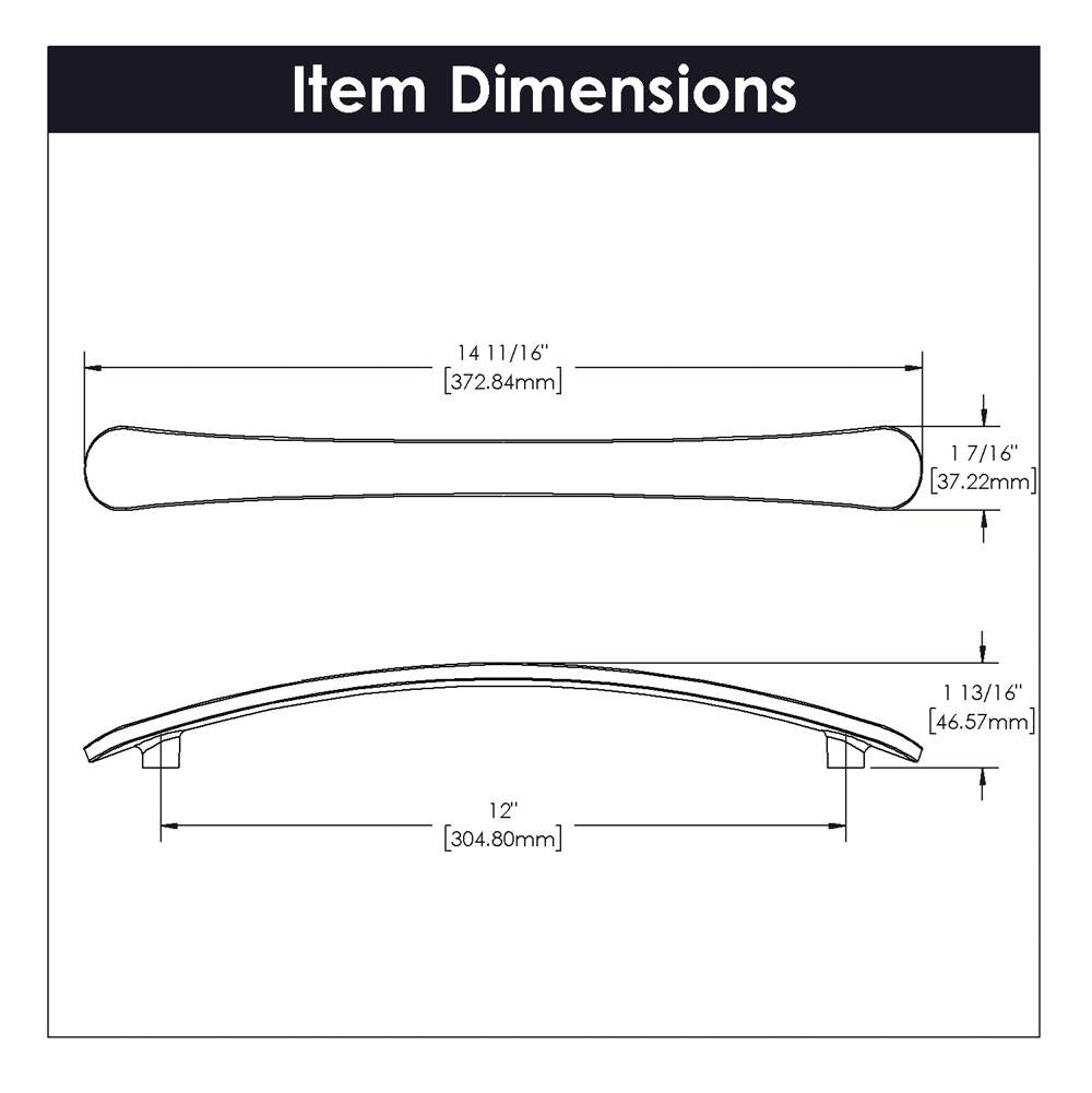 Vale Collection Appliance Pull 12 Inch Center to Center Polished Nickel Finish