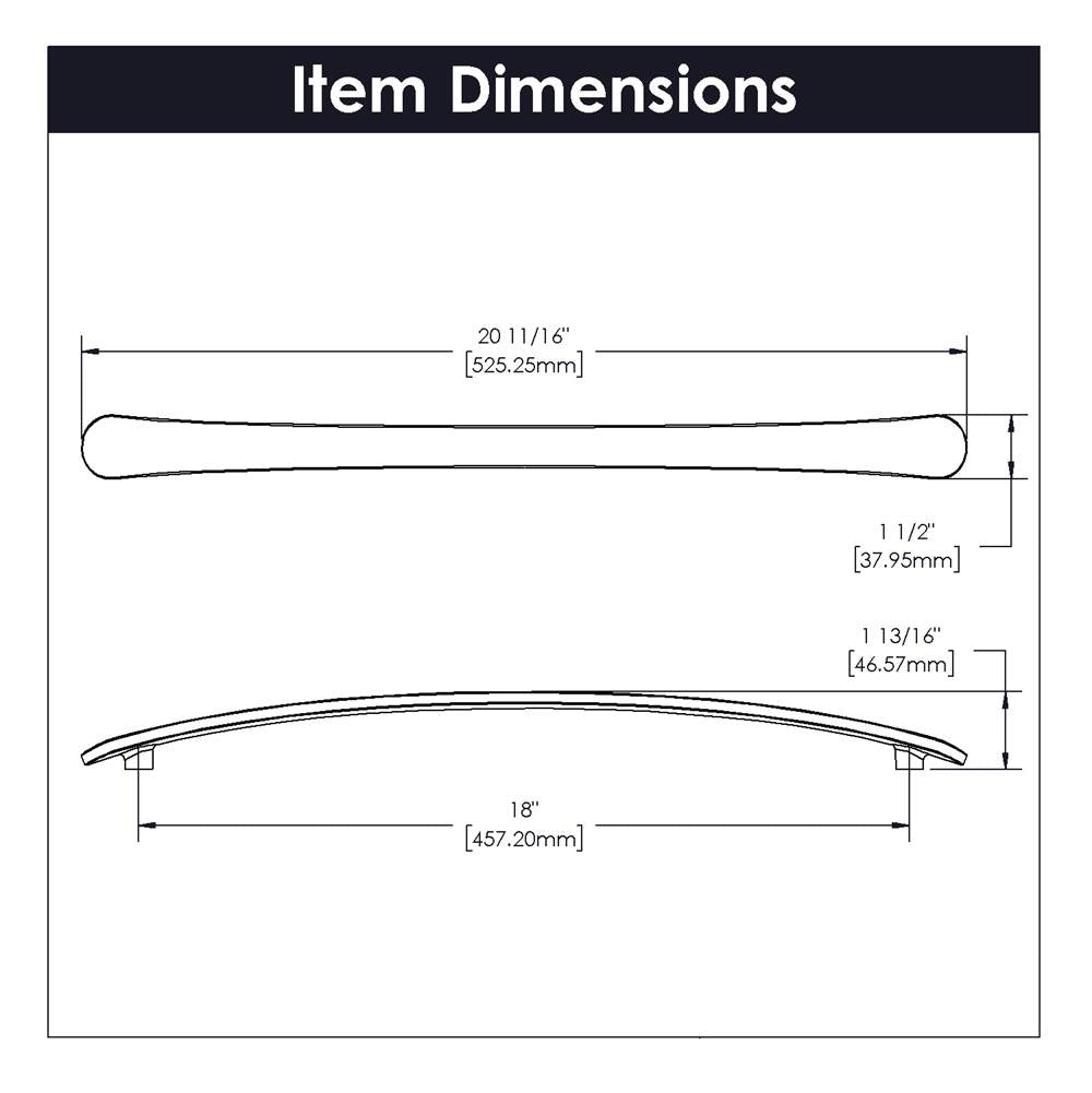 Vale Collection Appliance Pull 18 Inch Center to Center Polished Nickel Finish