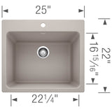 Liven SILGRANIT 25'' Single Bowl Dual Mount Laundry Sink - Anthracite