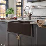 Ikon SILGRANIT 33'' Double Bowl Apron-Front Farmhouse Sink with Low Divide - Anthracite