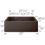Ikon SILGRANIT 33'' Double Bowl Apron-Front Farmhouse Sink with Low Divide - Anthracite