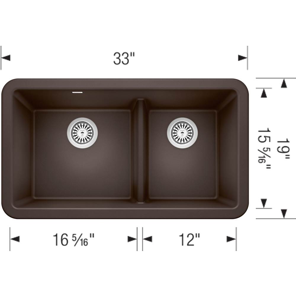 Ikon SILGRANIT 33'' Double Bowl Apron-Front Farmhouse Sink with Low Divide - Anthracite