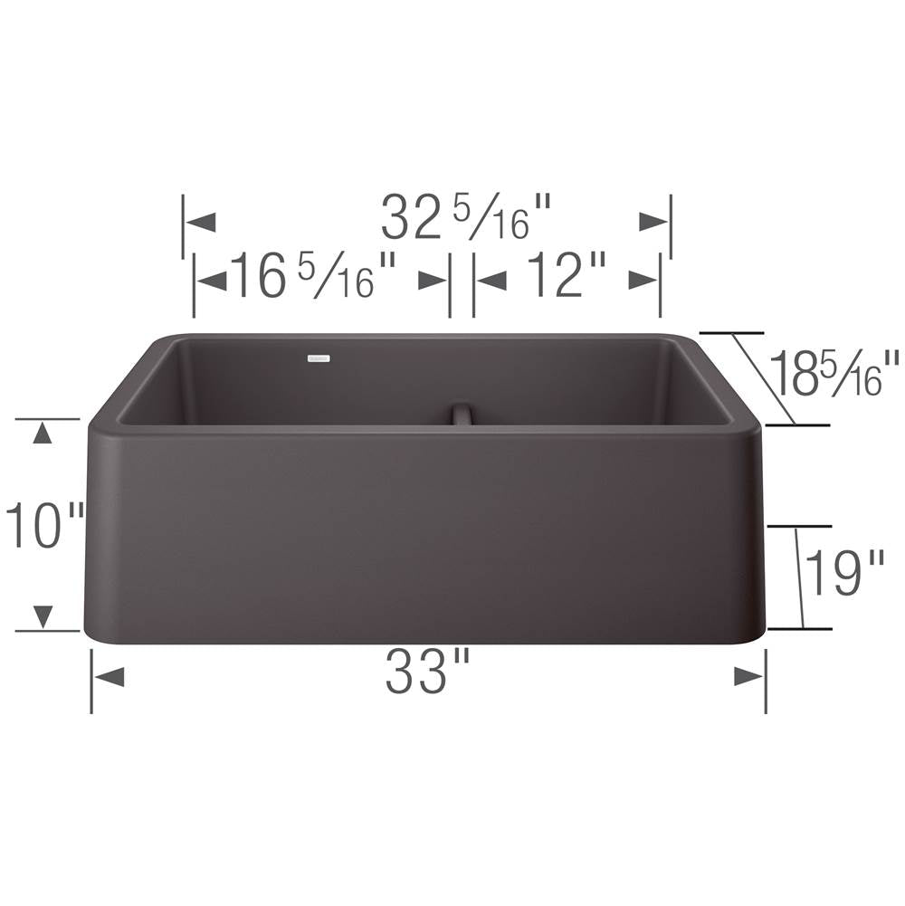 Ikon SILGRANIT 33'' Double Bowl Apron-Front Farmhouse Sink with Low Divide - Anthracite
