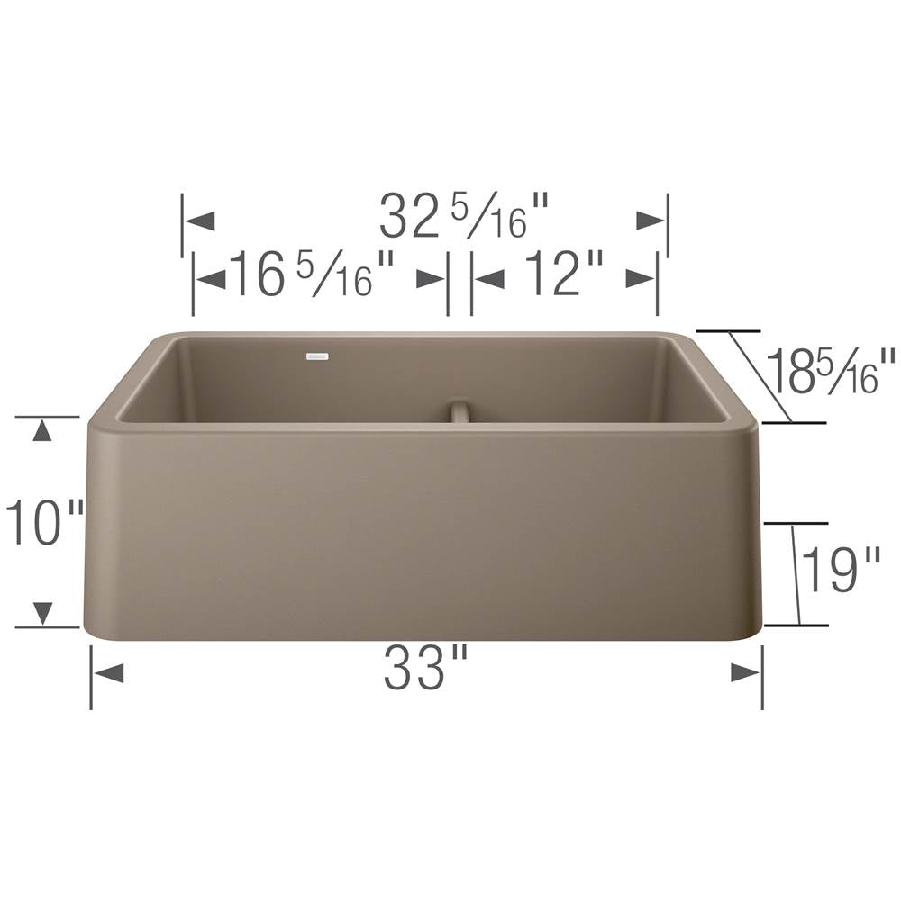 Ikon SILGRANIT 33'' Double Bowl Apron-Front Farmhouse Sink with Low Divide - Anthracite