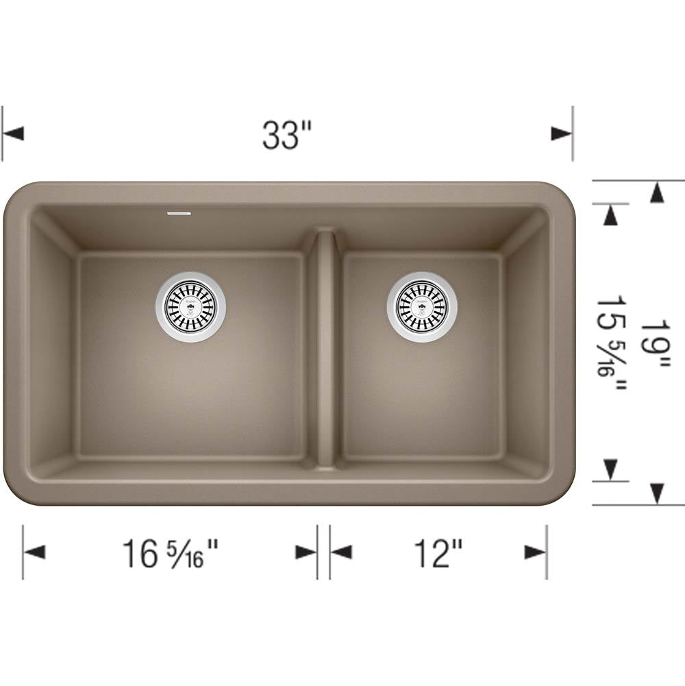 Ikon SILGRANIT 33'' Double Bowl Apron-Front Farmhouse Sink with Low Divide - Anthracite