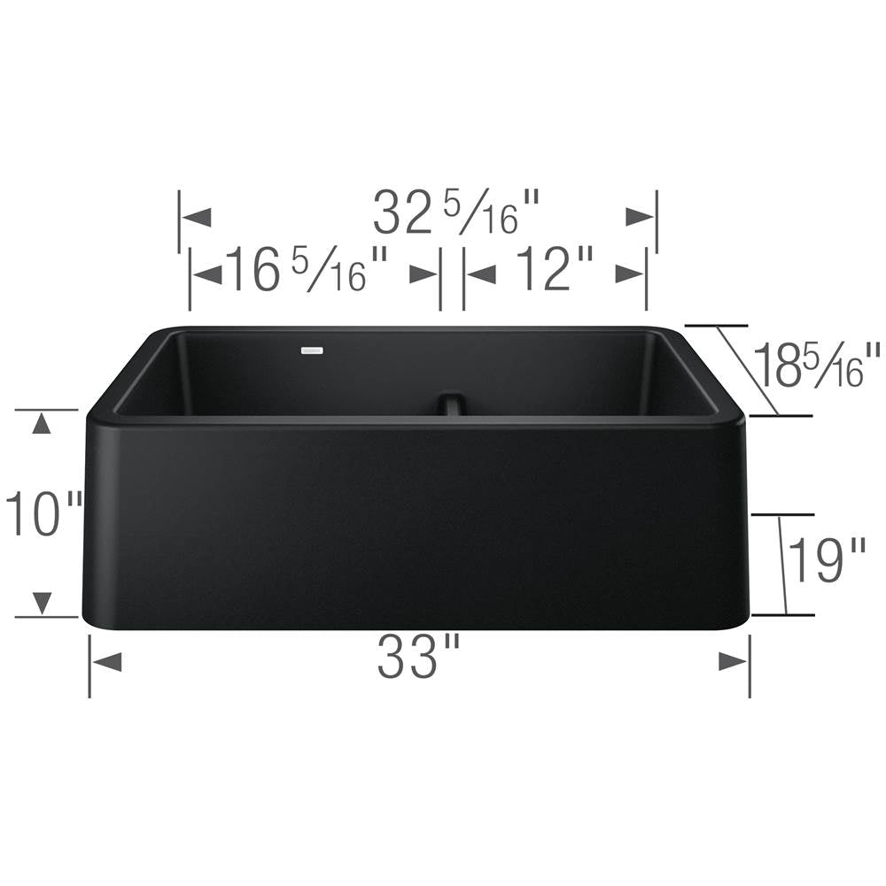 Ikon SILGRANIT 33'' Double Bowl Apron-Front Farmhouse Sink with Low Divide - Anthracite