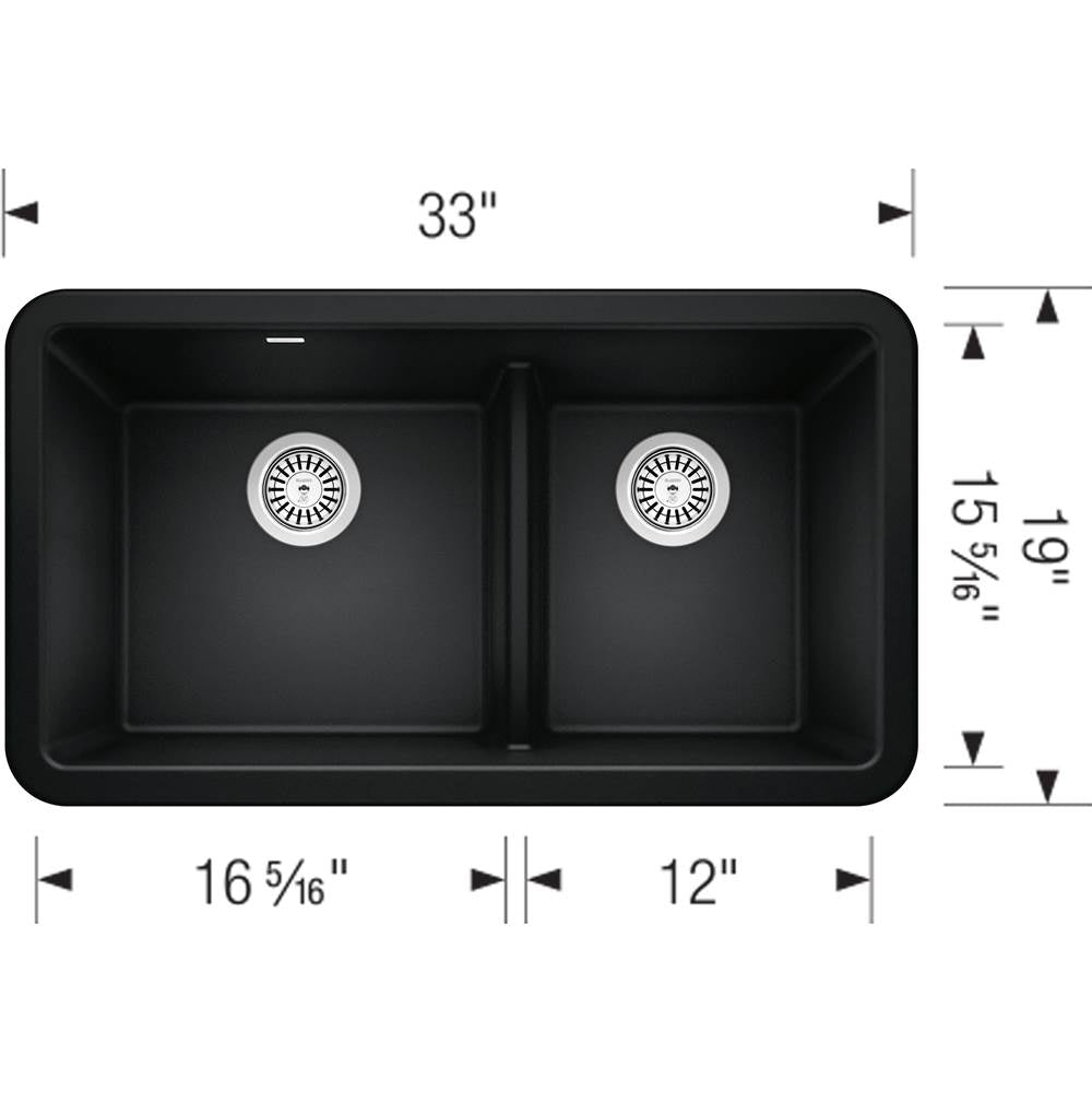 Ikon SILGRANIT 33'' Double Bowl Apron-Front Farmhouse Sink with Low Divide - Anthracite