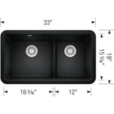 Ikon SILGRANIT 33'' Double Bowl Apron-Front Farmhouse Sink with Low Divide - Anthracite
