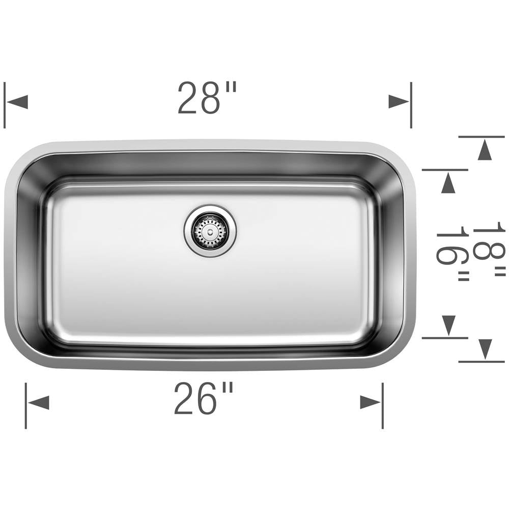 Stellar 28'' Single Bowl Undermount Stainless Steel Kitchen Sink